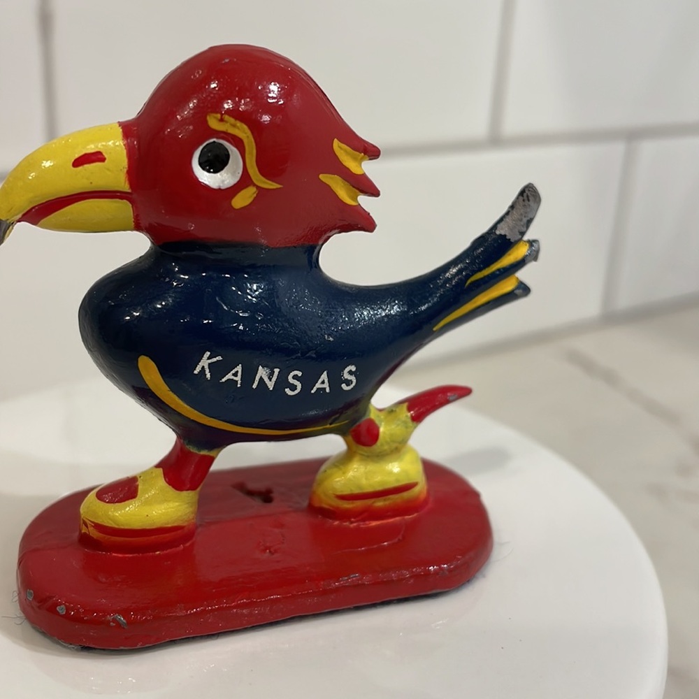 Vintage KU Jayhawks paperweight | 1960’s C. Downing Casting Co | Sedan Kansas - Picture 4 of 6